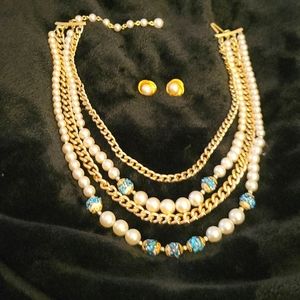 Vintage pearl & gold set